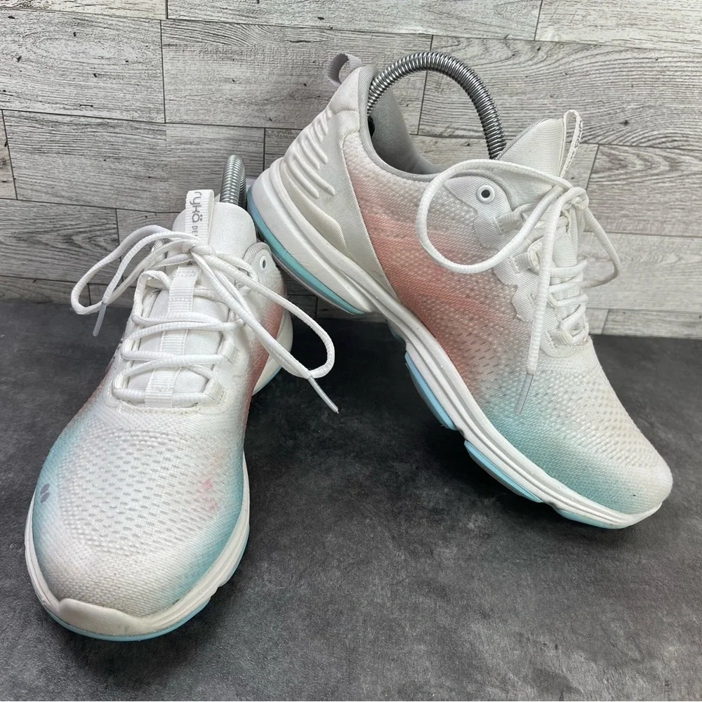 Ryka Devi Plus 4 Women’s Running Shoes‎ White Pink Blue 7 M Athletic Sneakers